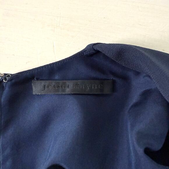 Jenni Kayne Navy Crewneck Long Sleeve Shift Midi Dress Side Slits Silk Lined, XS - Picture 4 of 14